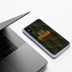 Чехол iPhone XS Max матовый Роман камуфляж, цвет: 3D-светло-сиреневый — фото 2