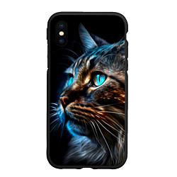 Чехол iPhone XS Max матовый Кот с неоновыми глазами, цвет: 3D-черный
