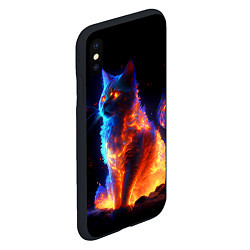 Чехол iPhone XS Max матовый Огненная кошка, цвет: 3D-черный — фото 2
