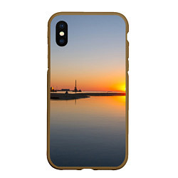 Чехол iPhone XS Max матовый Санкт-Петербург, закат на Финском заливе, цвет: 3D-коричневый
