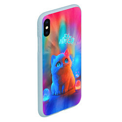 Чехол iPhone XS Max матовый Милый котенок - тай-дай, цвет: 3D-голубой — фото 2