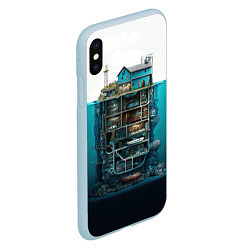 Чехол iPhone XS Max матовый Подводный дом, цвет: 3D-голубой — фото 2