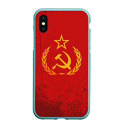Чехол iPhone XS Max матовый СССР серп и молот, цвет: 3D-мятный