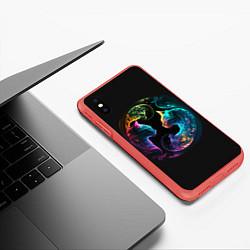 Чехол iPhone XS Max матовый Инь-янь коты неон, цвет: 3D-красный — фото 2