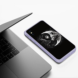 Чехол iPhone XS Max матовый Волки инь-янь луна, цвет: 3D-светло-сиреневый — фото 2