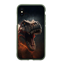 Чехол iPhone XS Max матовый The big dinosaur, цвет: 3D-темно-зеленый