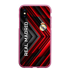 Чехол iPhone XS Max матовый Real Madrid art, цвет: 3D-малиновый