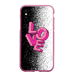 Чехол iPhone XS Max матовый Love - розовый, цвет: 3D-малиновый