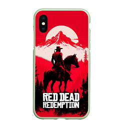 Чехол iPhone XS Max матовый Red Dead Redemption, mountain, цвет: 3D-салатовый