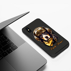 Чехол iPhone XS Max матовый Милый щенок пилот, цвет: 3D-черный — фото 2