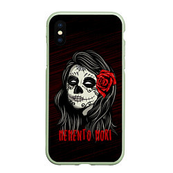 Чехол iPhone XS Max матовый Санта Муэрте - Memento Mori, цвет: 3D-салатовый