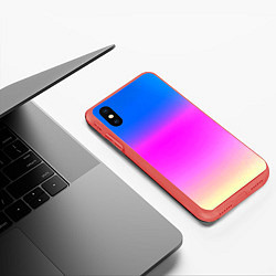 Чехол iPhone XS Max матовый Неоновые краски космоса, цвет: 3D-красный — фото 2