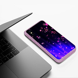 Чехол iPhone XS Max матовый Звездочки в неоновой подсветке, цвет: 3D-сиреневый — фото 2