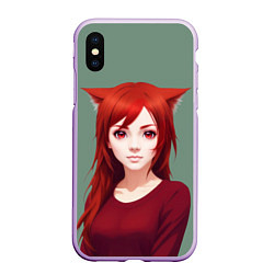 Чехол iPhone XS Max матовый Cute Catgirl, цвет: 3D-сиреневый