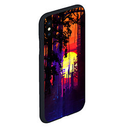 Чехол iPhone XS Max матовый Неоновый закат города, цвет: 3D-черный — фото 2