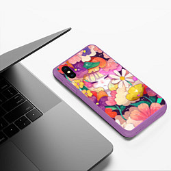 Чехол iPhone XS Max матовый Девочка в цветах, цвет: 3D-фиолетовый — фото 2