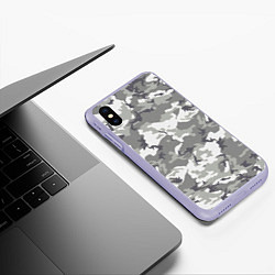 Чехол iPhone XS Max матовый Снежный камуфляж, цвет: 3D-светло-сиреневый — фото 2