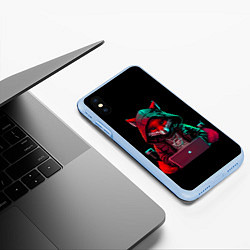 Чехол iPhone XS Max матовый Лис за ноутбуком от нейросети, цвет: 3D-голубой — фото 2