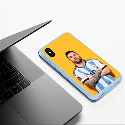 Чехол iPhone XS Max матовый Lionel Messi 10, цвет: 3D-голубой — фото 2