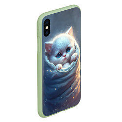 Чехол iPhone XS Max матовый Котик в мешке, цвет: 3D-салатовый — фото 2