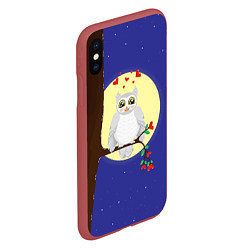 Чехол iPhone XS Max матовый Белая влюбленная сова сидит на ветке дерева, цвет: 3D-красный — фото 2
