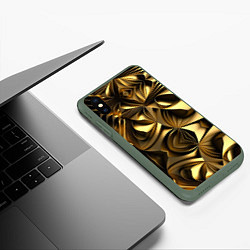 Чехол iPhone XS Max матовый Золотой калейдоскоп, цвет: 3D-темно-зеленый — фото 2