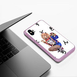 Чехол iPhone XS Max матовый Человек-бензопила Пауэр на корточках, цвет: 3D-сиреневый — фото 2