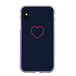 Чехол iPhone XS Max матовый Неоновое сердце на синем фоне, цвет: 3D-светло-сиреневый