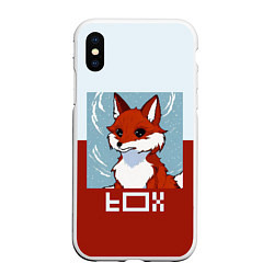 Чехол iPhone XS Max матовый Пиксельная лиса с надписью fox, цвет: 3D-белый