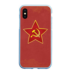Чехол iPhone XS Max матовый Советская звезда, цвет: 3D-голубой