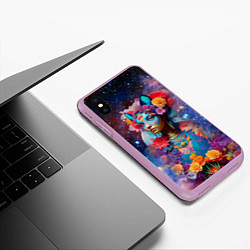 Чехол iPhone XS Max матовый Космическая девушка-кошка, цвет: 3D-сиреневый — фото 2