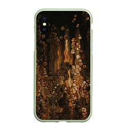 Чехол iPhone XS Max матовый Тёмные камни и тёмные краски в воде, цвет: 3D-салатовый