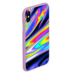 Чехол iPhone XS Max матовый Жидкость радужные разводы, цвет: 3D-сиреневый — фото 2