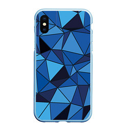 Чехол iPhone XS Max матовый Синие треугольники, абстракт, цвет: 3D-голубой