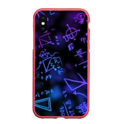 Чехол iPhone XS Max матовый Неоновые формулы, цвет: 3D-красный