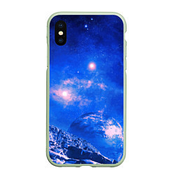 Чехол iPhone XS Max матовый Бескрайний космос, цвет: 3D-салатовый