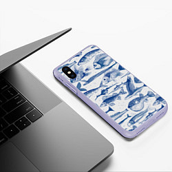 Чехол iPhone XS Max матовый Морские рыбы, цвет: 3D-светло-сиреневый — фото 2