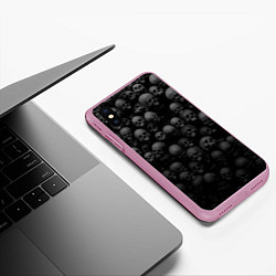Чехол iPhone XS Max матовый Груда черепов - паттерн, цвет: 3D-розовый — фото 2