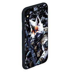 Чехол iPhone XS Max матовый Лис боец спецназа, цвет: 3D-черный — фото 2