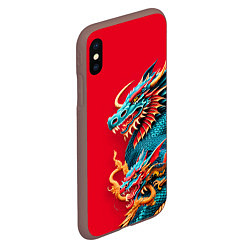 Чехол iPhone XS Max матовый Japanese dragon - irezumi, цвет: 3D-коричневый — фото 2