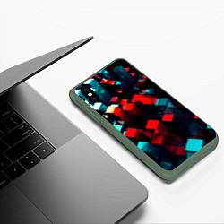 Чехол iPhone XS Max матовый Digital abstract cube, цвет: 3D-темно-зеленый — фото 2