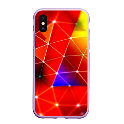 Чехол iPhone XS Max матовый Digital triangle abstract, цвет: 3D-сиреневый