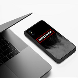 Чехол iPhone XS Max матовый Рестлер - в рамке красного цвета, цвет: 3D-черный — фото 2