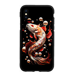 Чехол iPhone XS Max матовый Сказочная рыбка белый дракон, цвет: 3D-черный