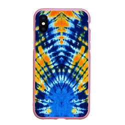 Чехол iPhone XS Max матовый Tie dye стиль хиппи, цвет: 3D-розовый