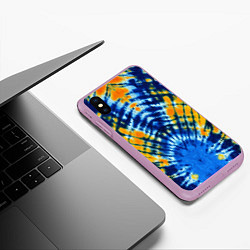 Чехол iPhone XS Max матовый Tie dye стиль хиппи, цвет: 3D-сиреневый — фото 2