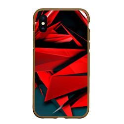 Чехол iPhone XS Max матовый Острые осколки красные, цвет: 3D-коричневый