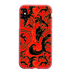 Чехол iPhone XS Max матовый Plant tattoo - irezumi, цвет: 3D-красный