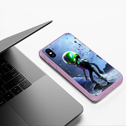 Чехол iPhone XS Max матовый Alien during a space storm, цвет: 3D-сиреневый — фото 2