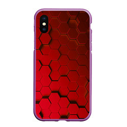 Чехол iPhone XS Max матовый Красные стальные плиты, цвет: 3D-фиолетовый